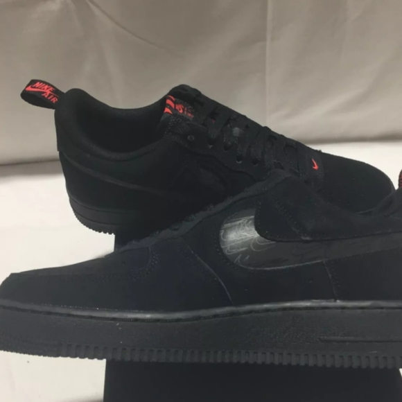 Nike Air Force 1 LOW 07 LV8 Suede BLK / Crimson - Picture 6 of 10